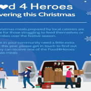 Poster for the free Food 4 Heroes delivering this Christmas